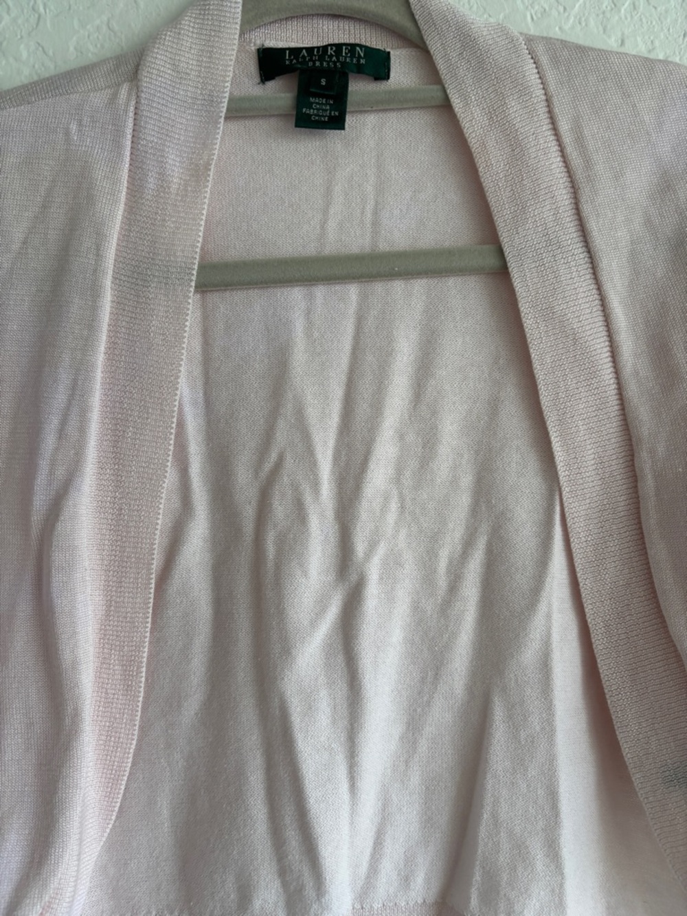 Lauren Ralph Lauren Light Pink Cropped Cardigan SZ S Spring Layering Like New - Picture 5 of 11